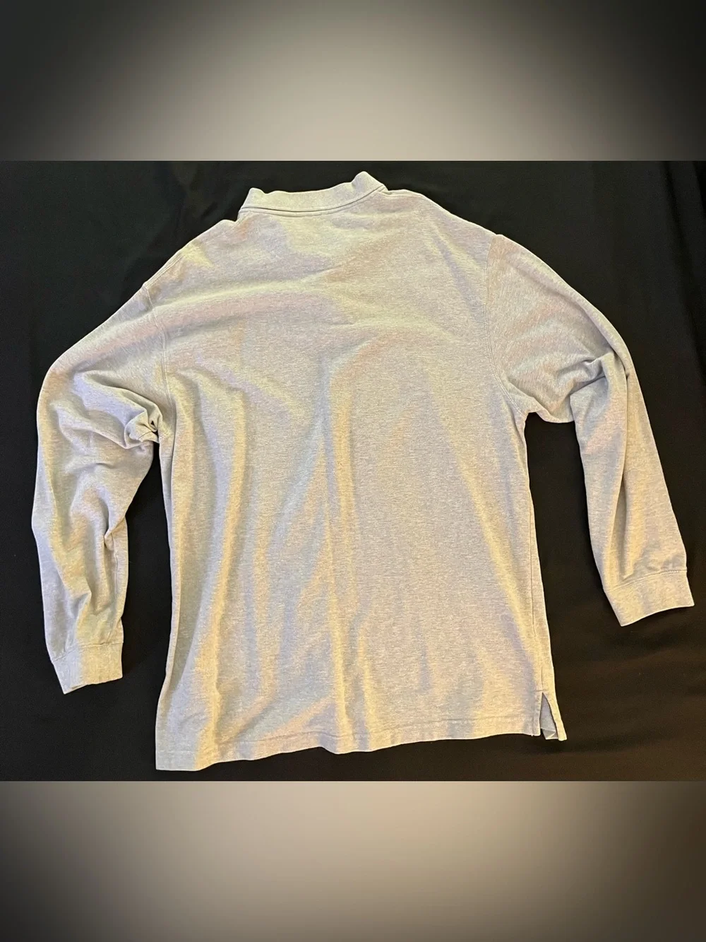 Wrangler Jeans Co Mens Long Sleeve Polo Shirt Gray Navy Blue Chest Stripe